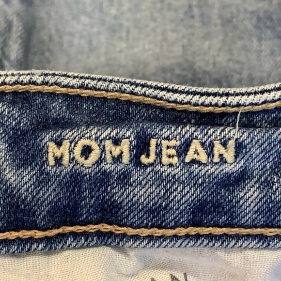 American Eagle Women's Strigid Ripped Distressed Mom Jean in Blown Out Blue SZ 0 - Picture 8 of 15